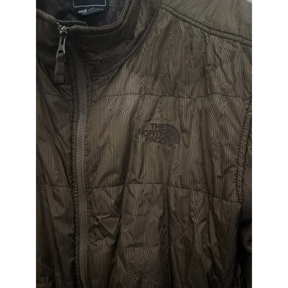 The North Face Jacket Brown Print Puffer Mens Large Full Zip